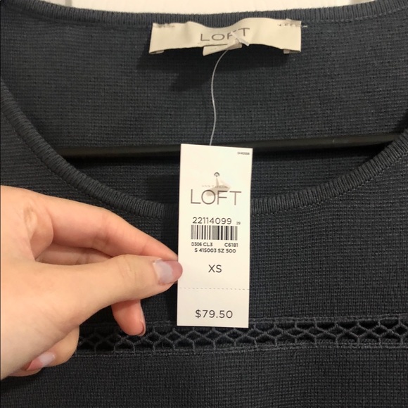 Loft Charcoal Lace Trim Top - Picture 2 of 5